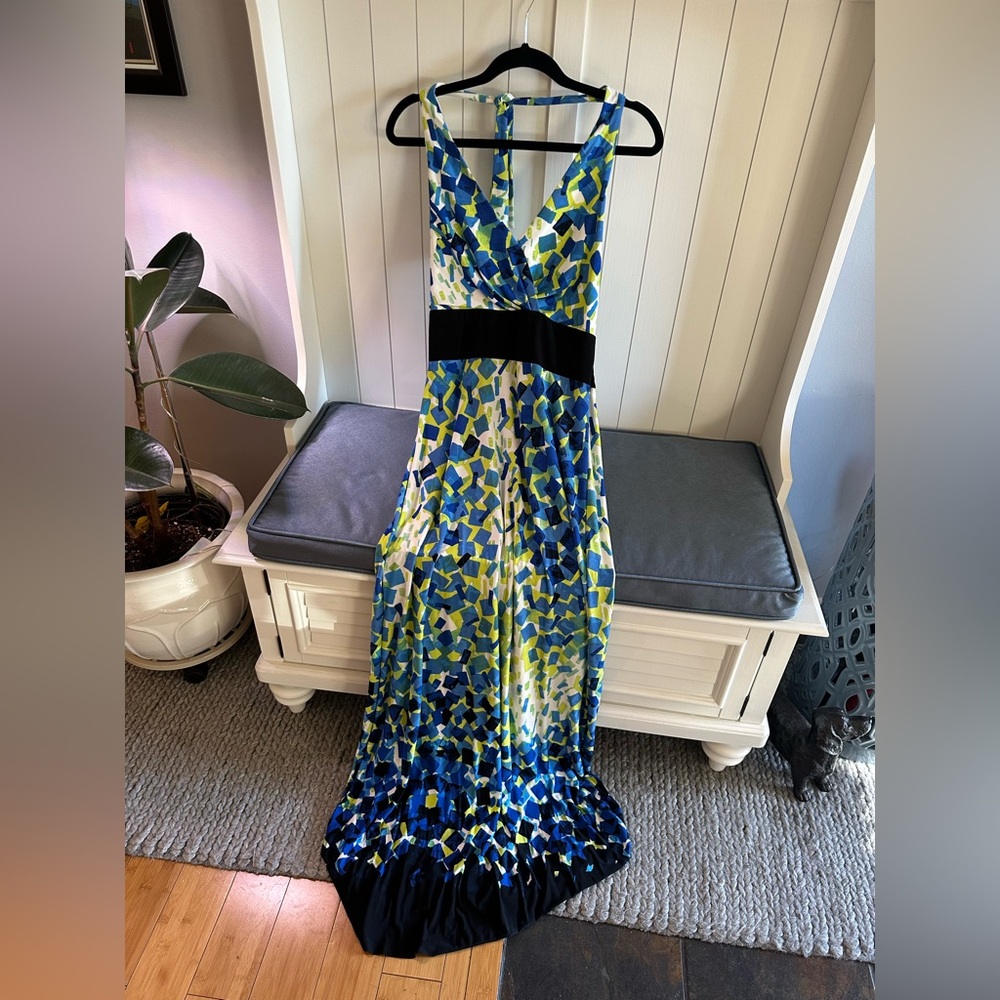 Signature by Sangria Blue and Green Maxi Dress
